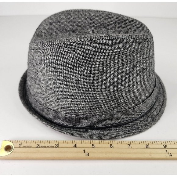 Womens Fedora Hat L/XL Gray Black Short Brim Classic Grandpa Core Unisex - Picture 11 of 12